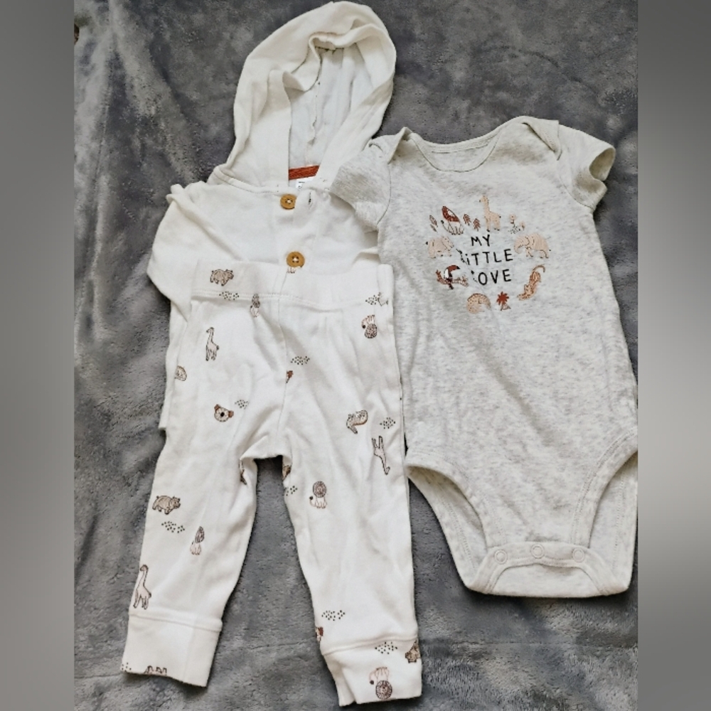 Carter's Gray and White Bodysuit Set Soft Cotton One Pieces